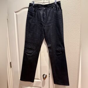 Christine Phillipe black crocodile printed coated pants